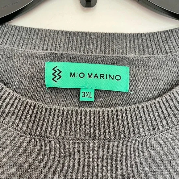 Men’s Mio Marino Fine Cotton Long Sleeve Crewneck Sweater Size 3XL Gray Preppy - Picture 3 of 7